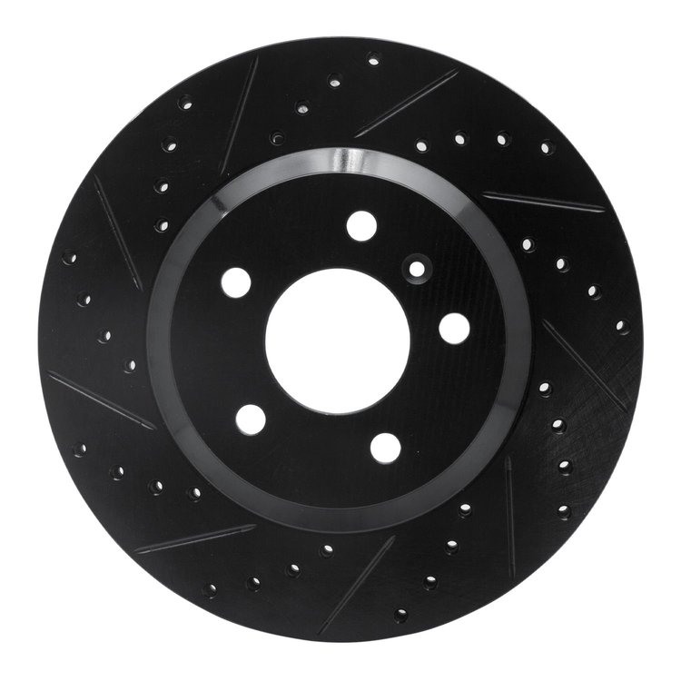 633-45012L Drilled/Slotted Brake Rotor [Black], 2006-2016 GM, Position: Front Left