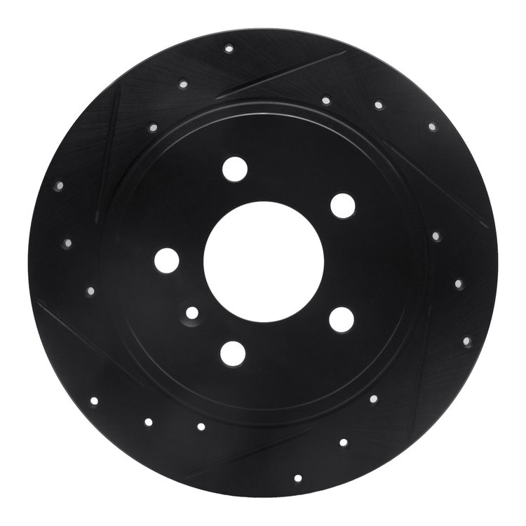 633-45013L Drilled/Slotted Brake Rotor [Black], 2006-2011 GM, Position: Rear Left