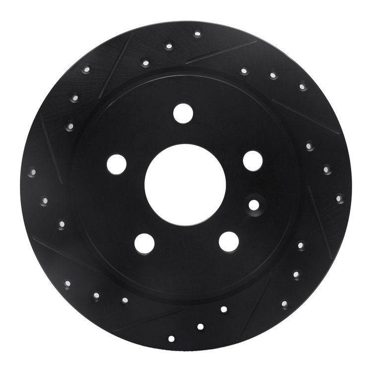 633-45015L Drilled/Slotted Brake Rotor [Black], 2011-2016 GM, Position: Rear Left