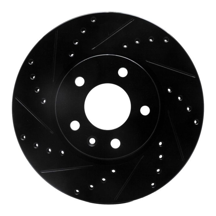 633-45045L Drilled/Slotted Brake Rotor [Black], Fits Select GM, Position: Front Left