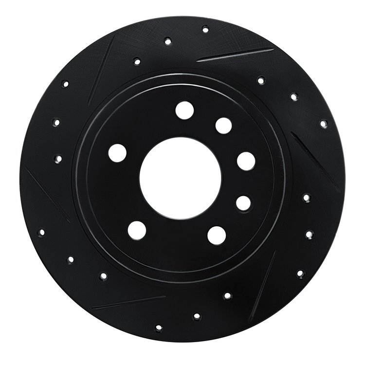 633-46001L Drilled/Slotted Brake Rotor [Black], 1997-2001 GM, Position: Rear Left