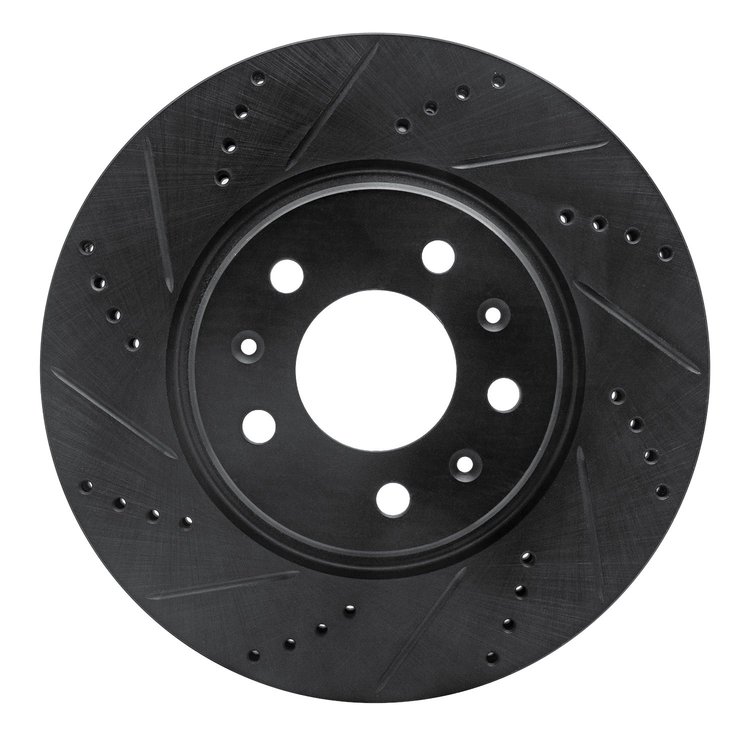 633-46013L Drilled/Slotted Brake Rotor [Black], 2003-2008 GM, Position: Front Left