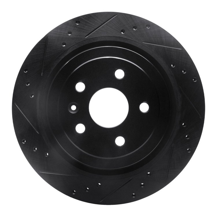 633-46026L Drilled/Slotted Brake Rotor [Black], 2008-2014 GM, Position: Rear Left