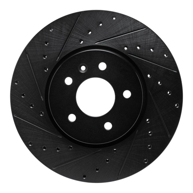 633-46037L Drilled/Slotted Brake Rotor [Black], 2014-2019 GM, Position: Front Left