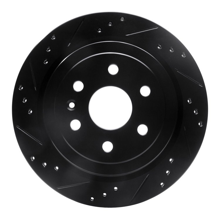 633-46045L Drilled/Slotted Brake Rotor [Black], 2010-2016 GM, Position: Rear Left