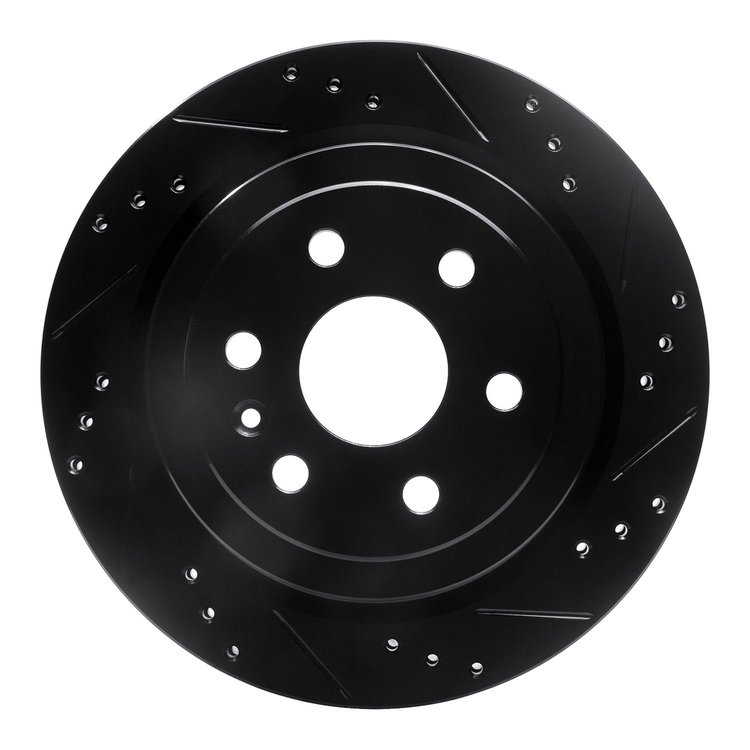 633-46045R Drilled/Slotted Brake Rotor [Black], 2010-2016 GM, Position: Rear Right
