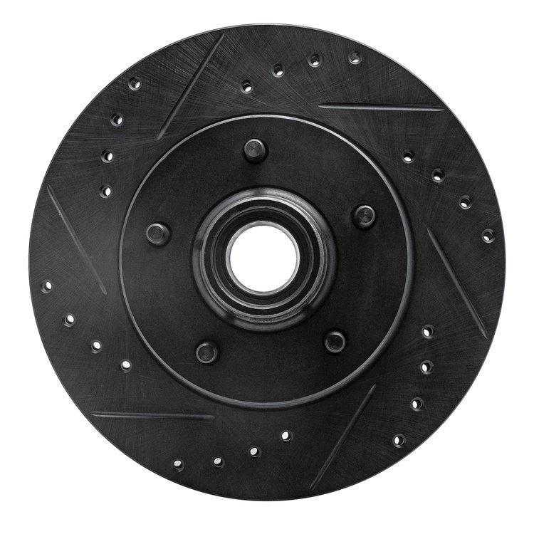 633-47005L Drilled/Slotted Brake Rotor [Black], 1970-1981 GM, Position: Front Left