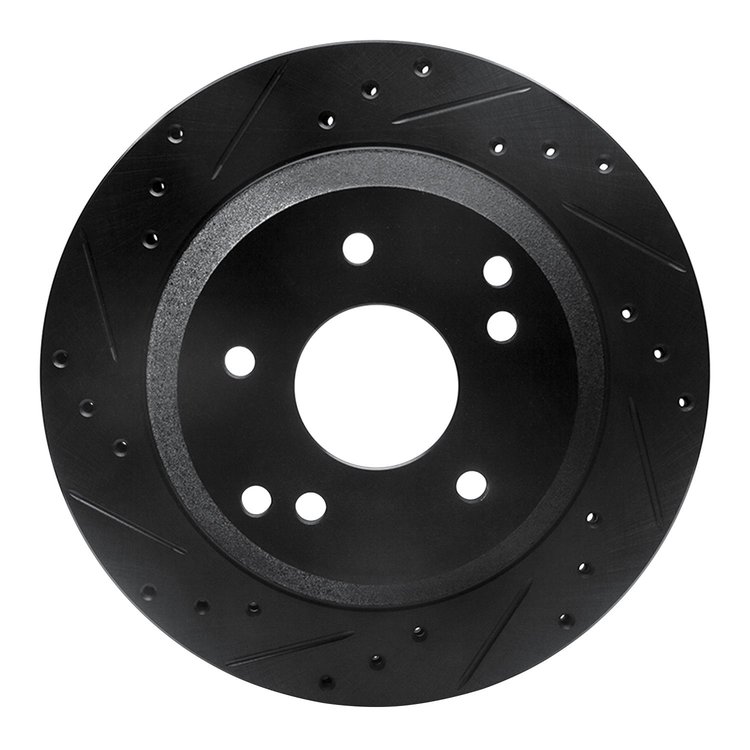633-47022L Drilled/Slotted Brake Rotor [Black], 1988-1996 GM, Position: Rear Left