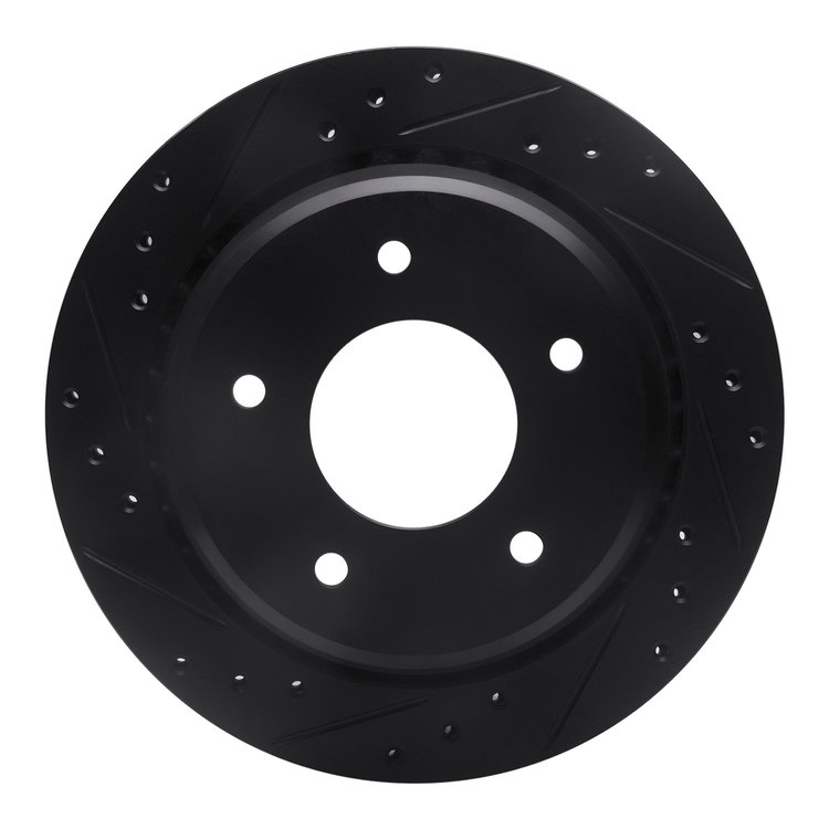 633-47027L Drilled/Slotted Brake Rotor [Black], 1994-1996 GM, Position: Rear Left