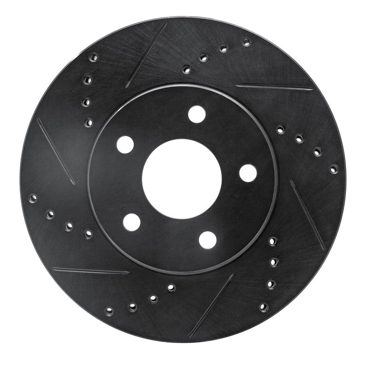 633-47033L Drilled/Slotted Brake Rotor [Black], 2006-2011 GM, Position: Front Left