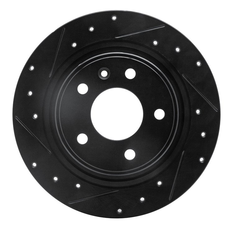 633-47044L Drilled/Slotted Brake Rotor [Black], 2011-2019 GM, Position: Rear Left