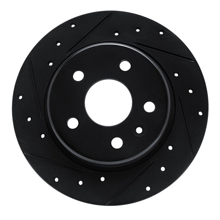 633-47052L Drilled/Slotted Brake Rotor [Black], Fits Select GM, Position: Rear Left