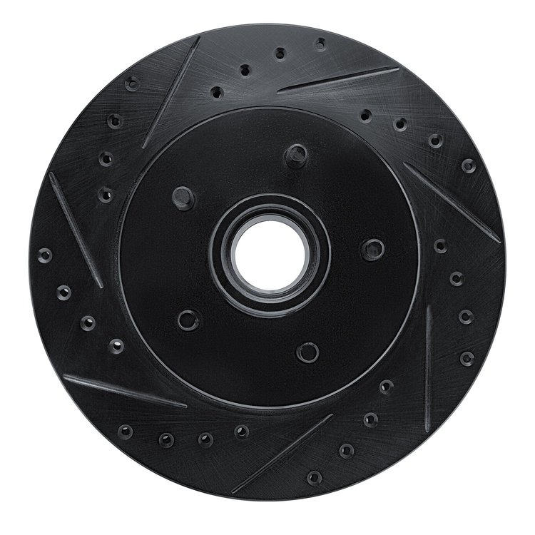 633-47056L Drilled/Slotted Brake Rotor [Black], 1985-1992 GM, Position: Front Left