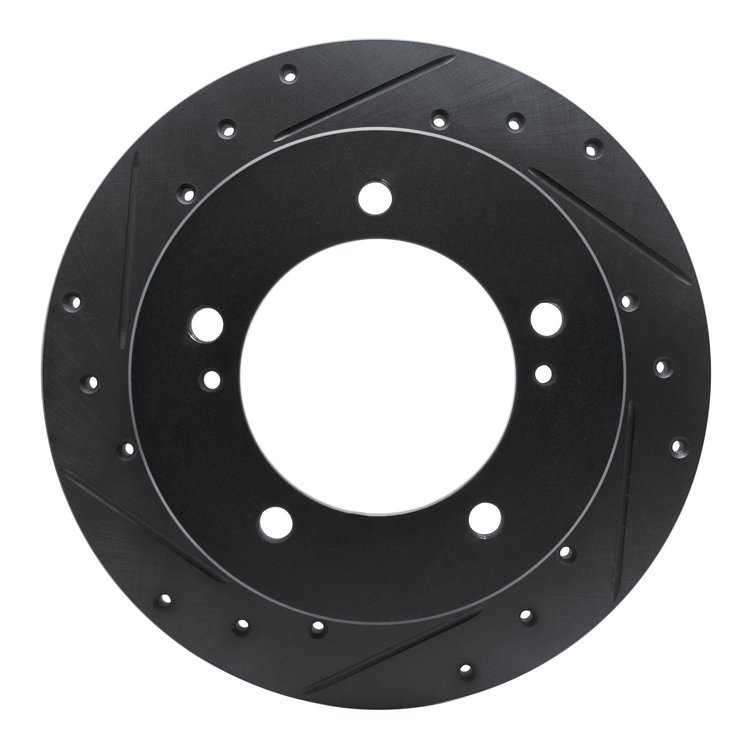 633-47058L Drilled/Slotted Brake Rotor [Black], 1983-1998 GM, Position: Front Left