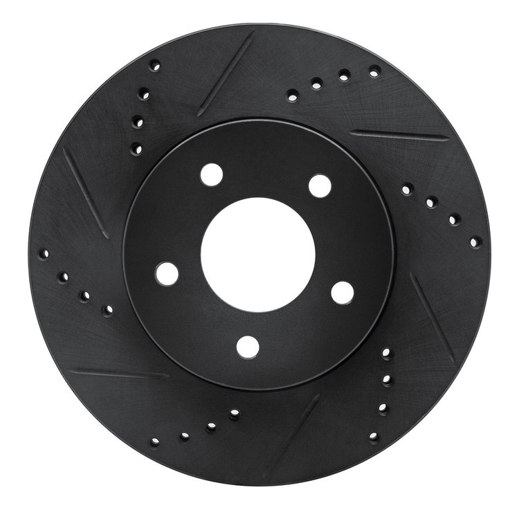 633-47063L Drilled/Slotted Brake Rotor [Black], 2002-2007 GM, Position: Front Left