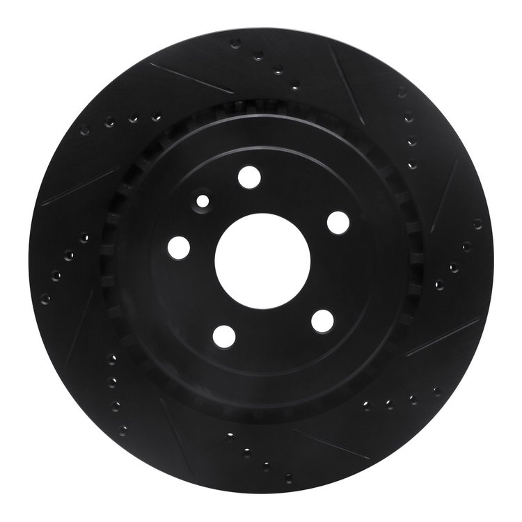 633-47074R Drilled/Slotted Brake Rotor [Black], Fits Select GM, Position: Rear Right