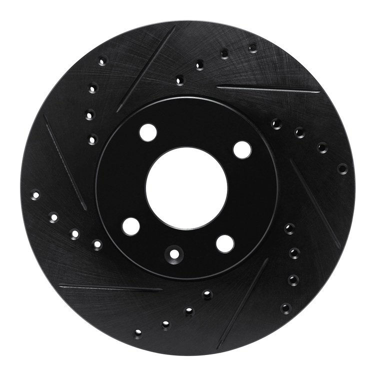 633-47076L Drilled/Slotted Brake Rotor [Black], Fits Select GM, Position: Front Left