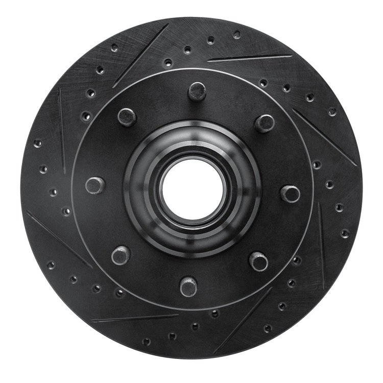 633-48004L Drilled/Slotted Brake Rotor [Black], 1971-1995 Multiple Makes/Models, Position: Front Left