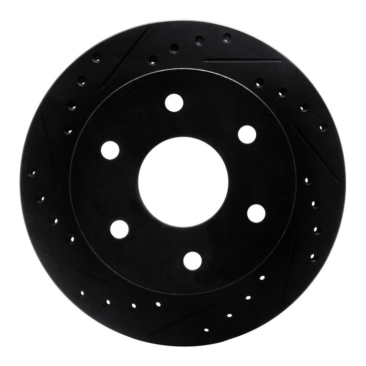 633-48008L Drilled/Slotted Brake Rotor [Black], 1988-2000 GM, Position: Front Left