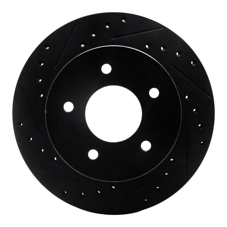 633-48019L Drilled/Slotted Brake Rotor [Black], 1990-2002 GM, Position: Front Left
