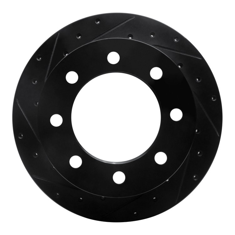 633-48043L Drilled/Slotted Brake Rotor [Black], 2001-2010 GM, Position: Rear Left