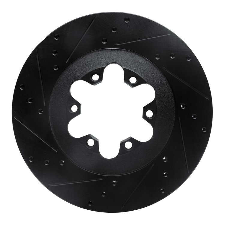 633-48057L Drilled/Slotted Brake Rotor [Black], 2009-2012 GM, Position: Front Left