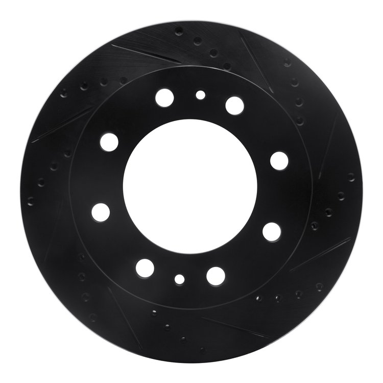 633-48093R Drilled/Slotted Brake Rotor [Black], Fits Select GM, Position: Rear Right
