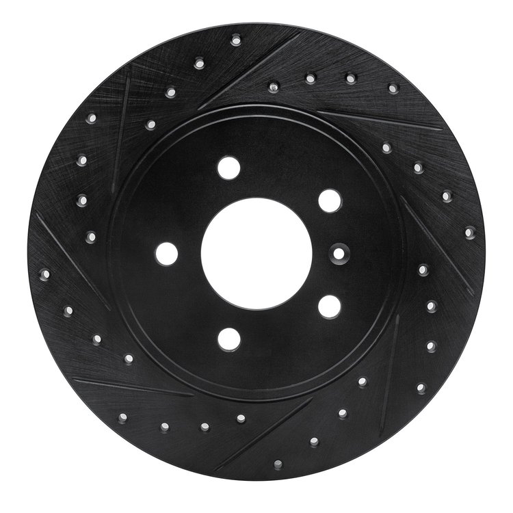 633-52025L Drilled/Slotted Brake Rotor [Black], 2005-2005 GM, Position: Rear Left