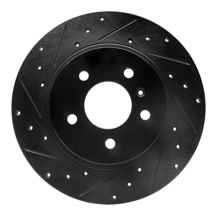 633-52026L Drilled/Slotted Brake Rotor [Black], 2005-2005 GM, Position: Rear Left