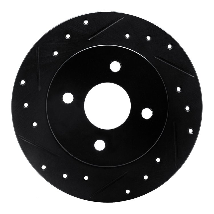 633-53000L Drilled/Slotted Brake Rotor [Black], 1991-1998 GM, Position: Rear Left