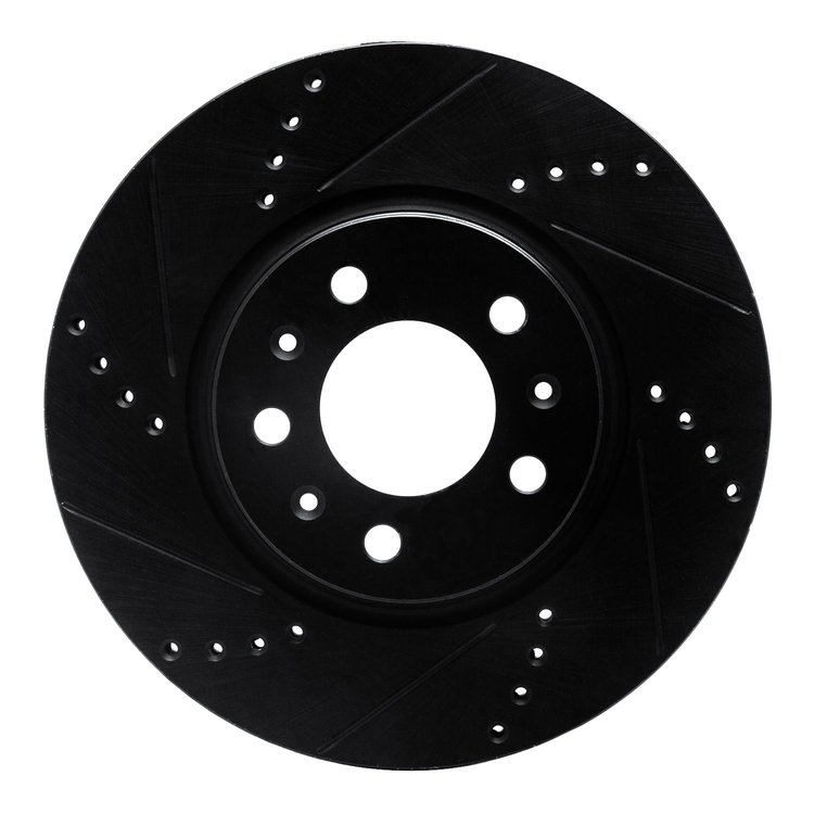633-53005L Drilled/Slotted Brake Rotor [Black], 2006-2010 GM, Position: Front Left