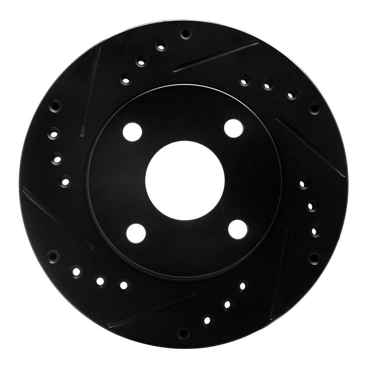 633-54001L Drilled/Slotted Brake Rotor [Black], 1990-2001 Ford/Lincoln/Mercury/Mazda, Position: Front Left