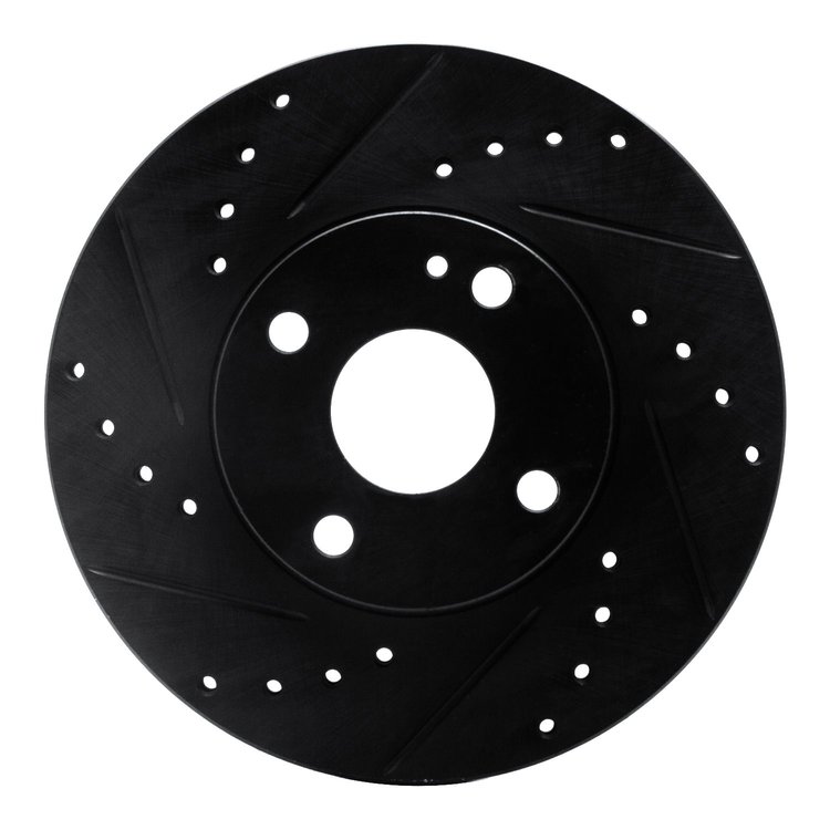 633-54002L Drilled/Slotted Brake Rotor [Black], 1990-2003 Ford/Lincoln/Mercury/Mazda, Position: Front Left