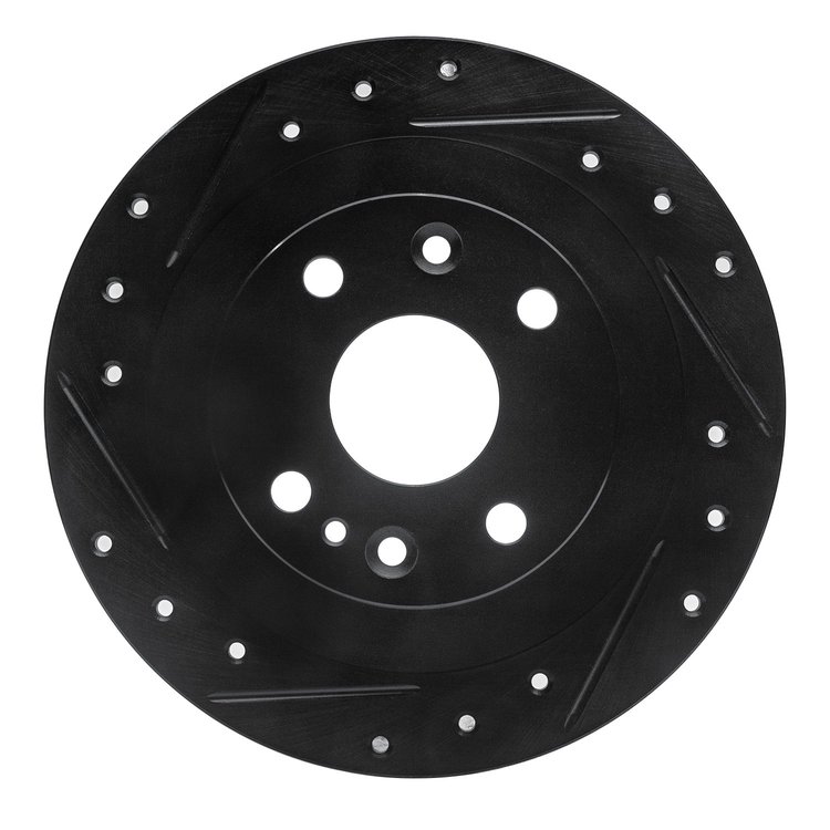 633-54003L Drilled/Slotted Brake Rotor [Black], 1990-2003 Ford/Lincoln/Mercury/Mazda, Position: Rear Left