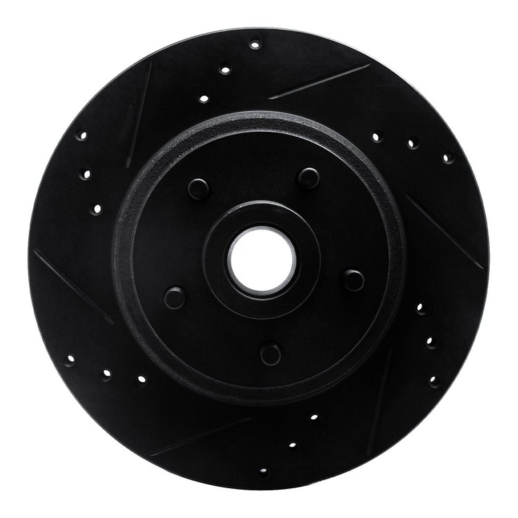 633-54009L Drilled/Slotted Brake Rotor [Black], 1970-1972 Ford/Lincoln/Mercury/Mazda, Position: Front Left