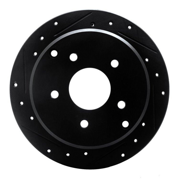 633-54014L Drilled/Slotted Brake Rotor [Black], 1974-1980 Ford/Lincoln/Mercury/Mazda, Position: Front Left