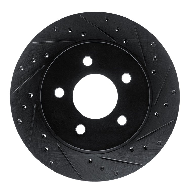633-54021R Drilled/Slotted Brake Rotor [Black], 1982-1990 Ford/Lincoln/Mercury/Mazda, Position: Rear Right