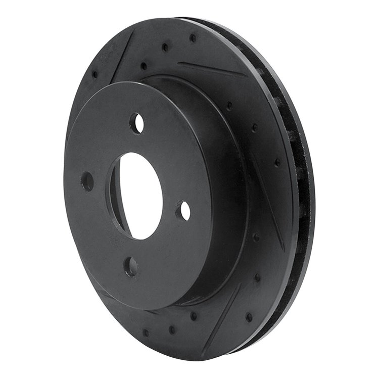 633-54023L Drilled/Slotted Brake Rotor [Black], 1987-1993 Ford/Lincoln/Mercury/Mazda, Position: Rear Left