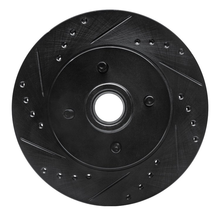 633-54026L Drilled/Slotted Brake Rotor [Black], 1987-1993 Ford/Lincoln/Mercury/Mazda, Position: Front Left