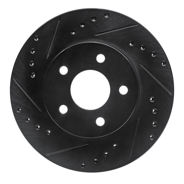 633-54027L Drilled/Slotted Brake Rotor [Black], 1989-1990 Ford/Lincoln/Mercury/Mazda, Position: Front Left