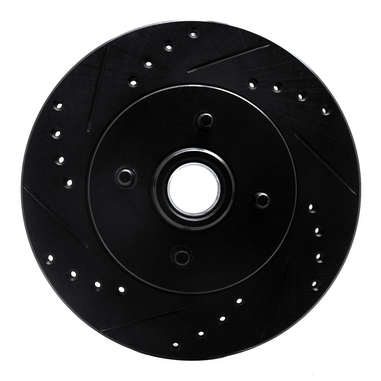633-54028L Drilled/Slotted Brake Rotor [Black], 1987-1988 Ford/Lincoln/Mercury/Mazda, Position: Front Left