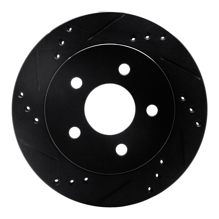 633-54030L Drilled/Slotted Brake Rotor [Black], 1990-1992 Ford/Lincoln/Mercury/Mazda, Position: Rear Left