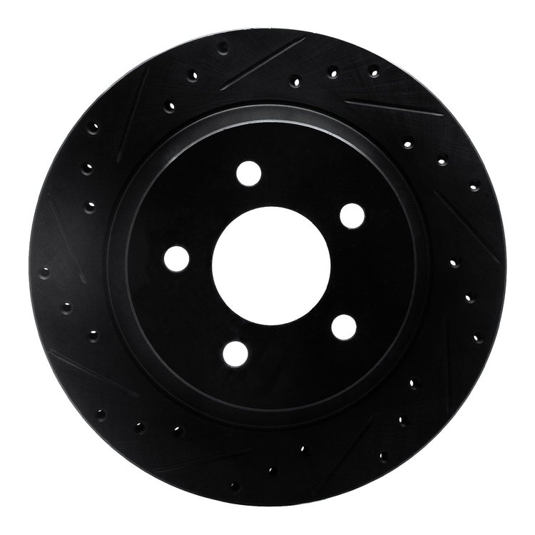 633-54037L Drilled/Slotted Brake Rotor [Black], 1994-2004 Ford/Lincoln/Mercury/Mazda, Position: Rear Left