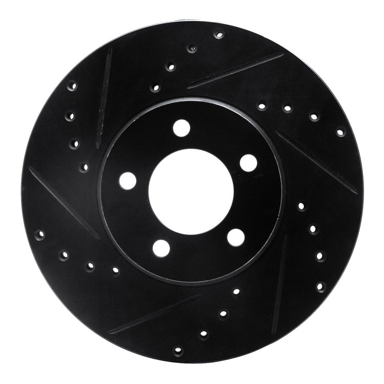 633-54038L Drilled/Slotted Brake Rotor [Black], 1993-2007 Ford/Lincoln/Mercury/Mazda, Position: Front Left