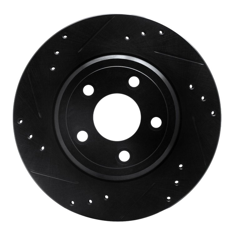 633-54046L Drilled/Slotted Brake Rotor [Black], 2000-2006 Multiple Makes/Models, Position: Rear Left