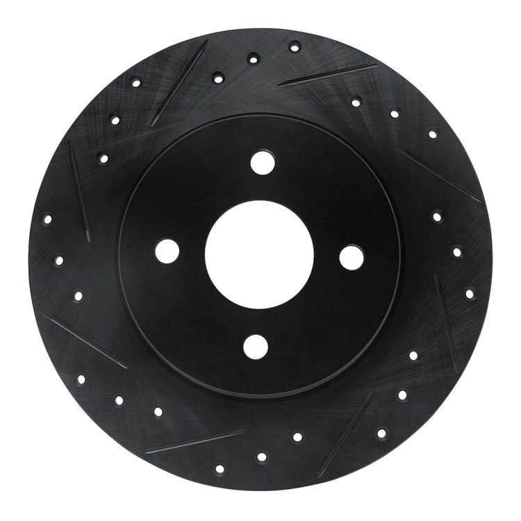 633-54051L Drilled/Slotted Brake Rotor [Black], 2002-2004 Ford/Lincoln/Mercury/Mazda, Position: Rear Left