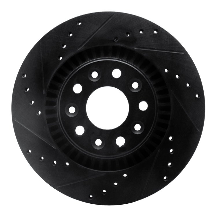 633-54052L Drilled/Slotted Brake Rotor [Black], 2005-2009 Ford/Lincoln/Mercury/Mazda, Position: Front Left
