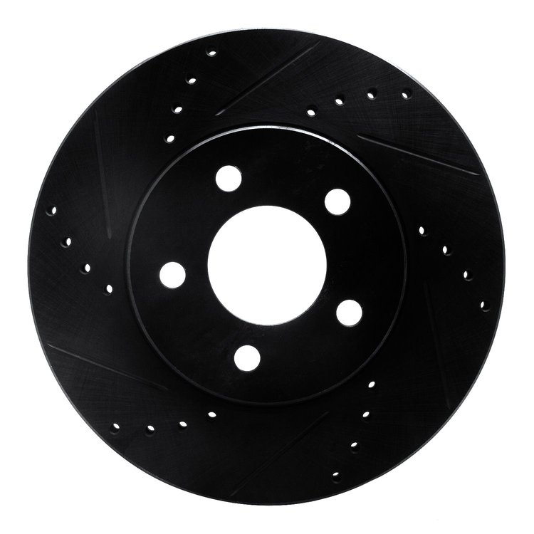 633-54056L Drilled/Slotted Brake Rotor [Black], 2005-2010 Ford/Lincoln/Mercury/Mazda, Position: Front Left