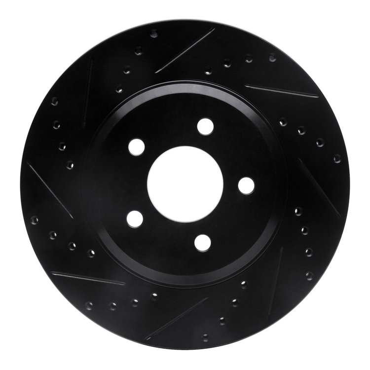 633-54057L Drilled/Slotted Brake Rotor [Black], 2005-2014 Ford/Lincoln/Mercury/Mazda, Position: Front Left