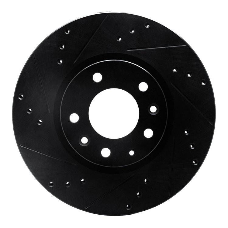633-54059L Drilled/Slotted Brake Rotor [Black], 2006-2013 Ford/Lincoln/Mercury/Mazda, Position: Front Left
